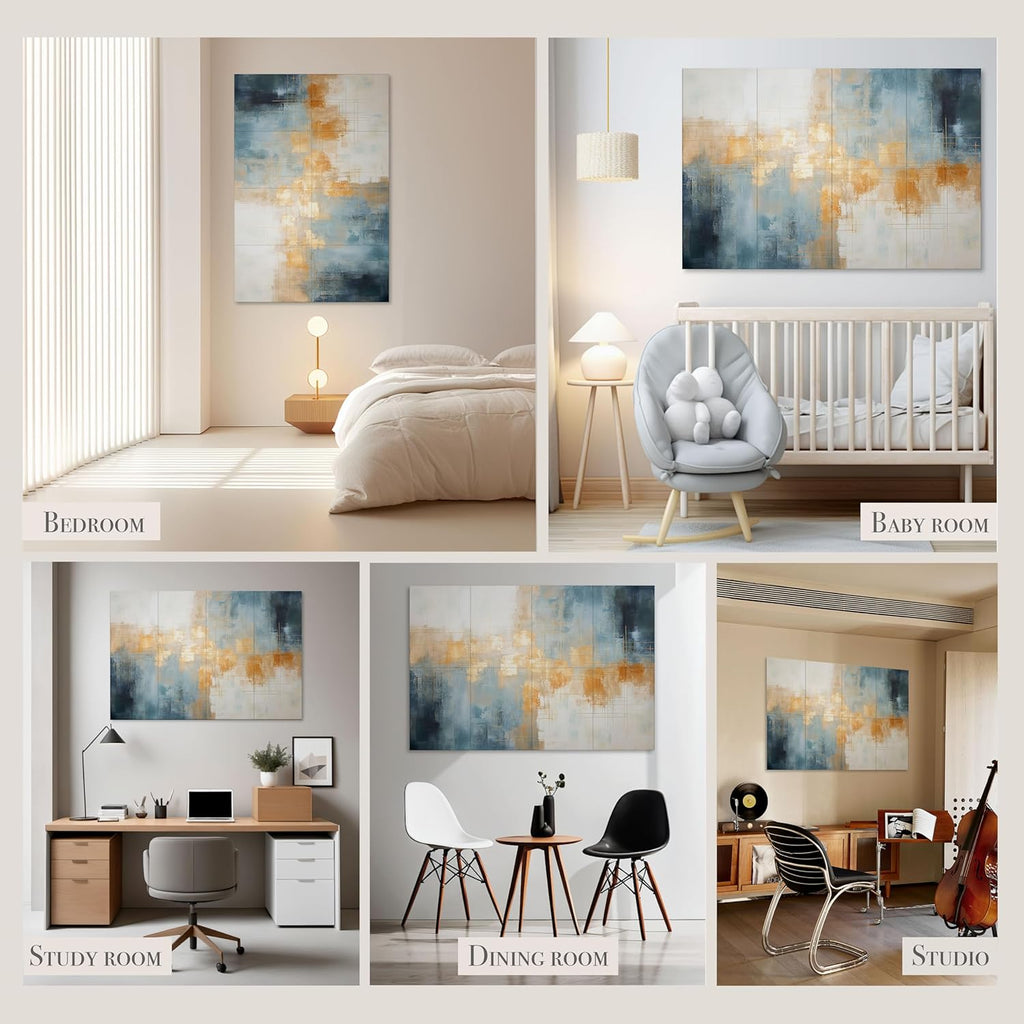 8-Pack Acoustical Wall Panels, 48 X 32 Inches Art Acoustic Panels, Decorative Acoustic Panels, Acoustic Wall Panels, Sound Absorbing Wall Art, Teal Aura