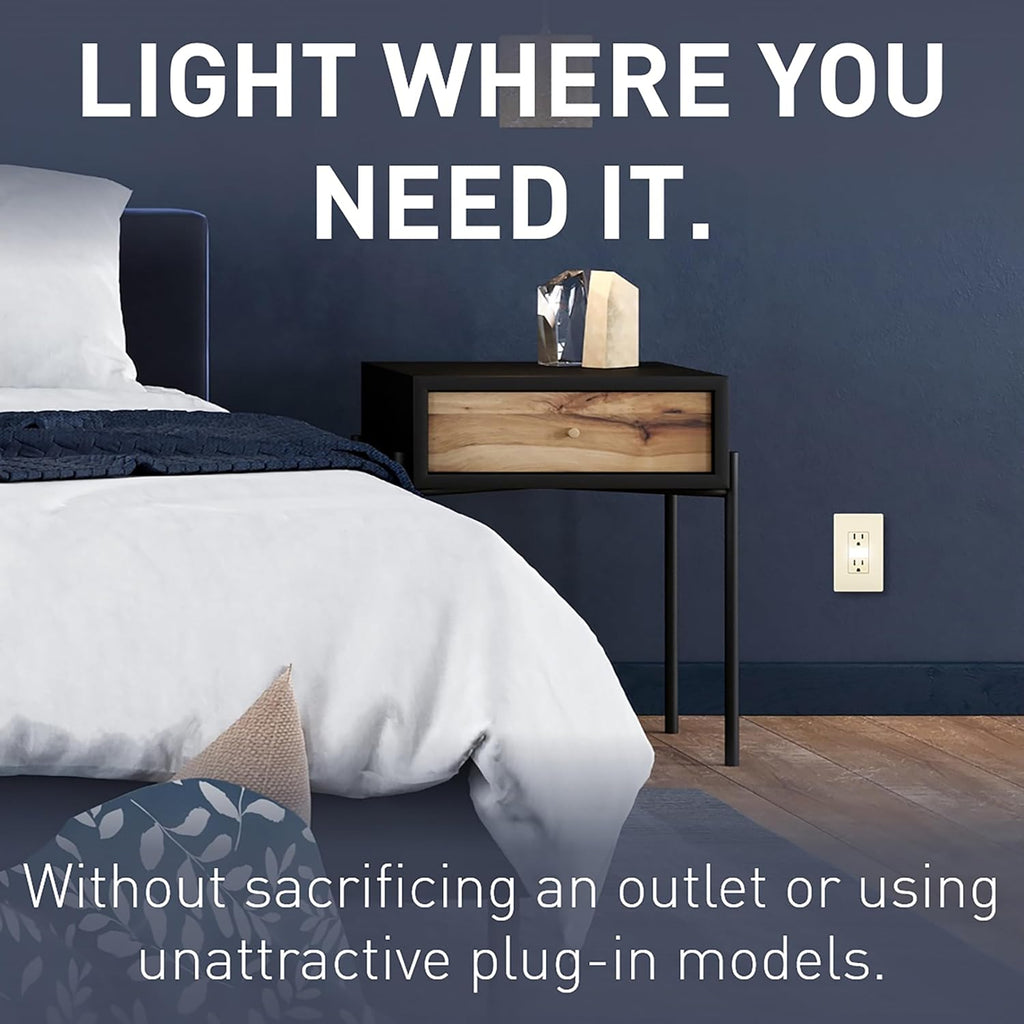 Legrand radiant NTL885TRLACC6 15 Amp Adjustable LED Night Light Outlet, Tamper Resistant Decorator Receptacle, Optional Louver, Light Almond (1 Count)