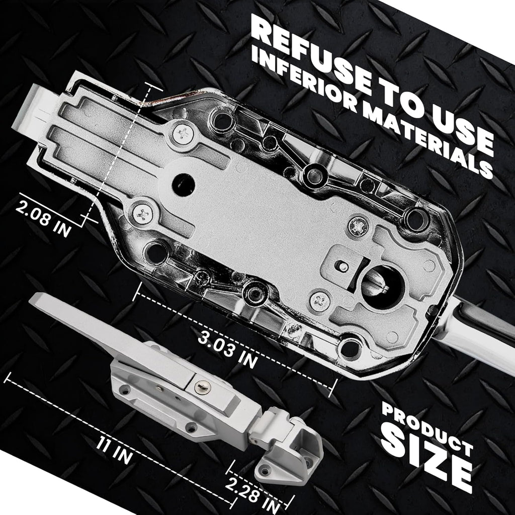 Walk in Cooler Door Handle, Walk in Cooler Door Closer Complete Latch Kit, Freezer Door Handle, Offset -1/8 in to 1/4 in(Flush) and 5.9" Solid Metal Interior Release Handle (Foggy White)