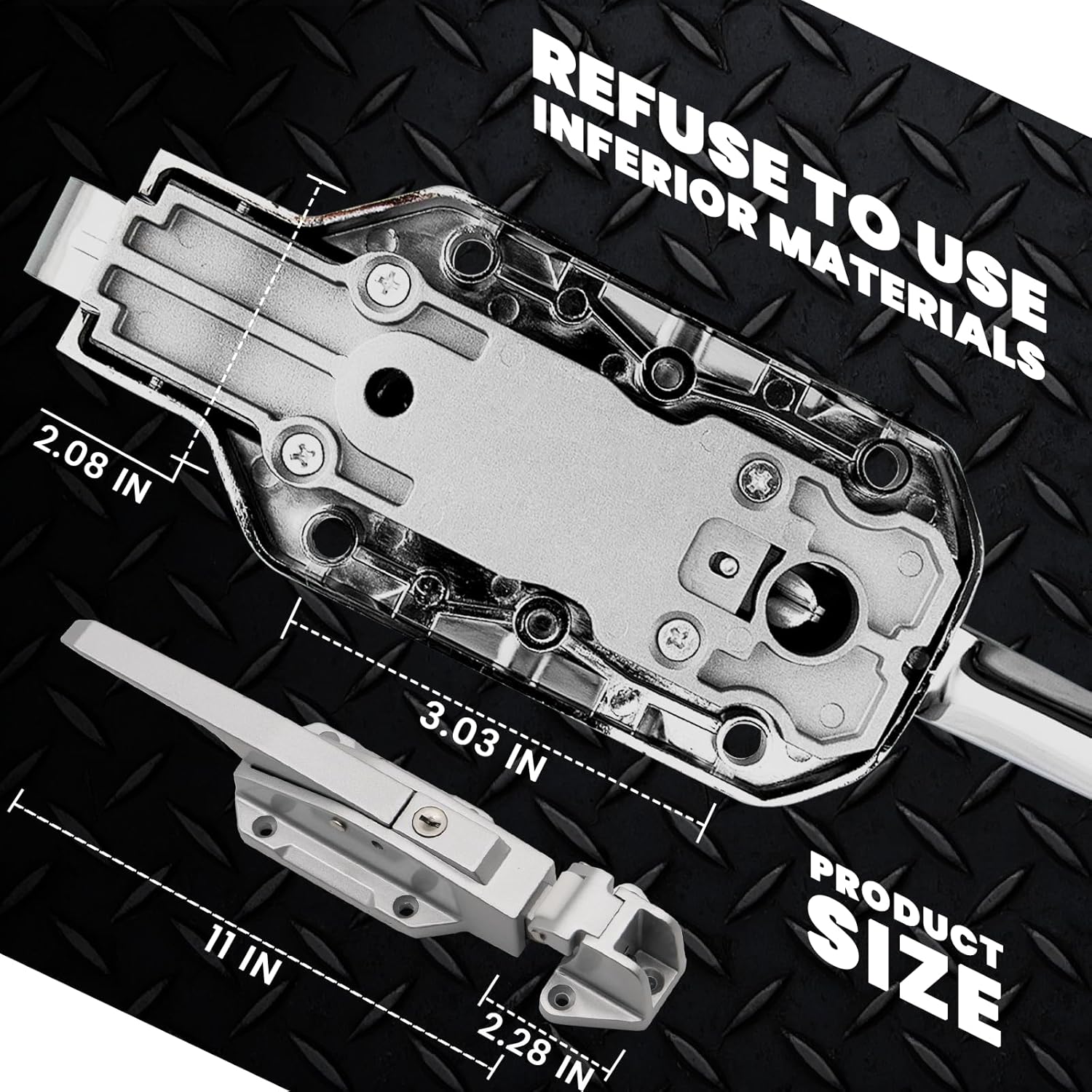 Walk in Cooler Door Handle, Walk in Cooler Door Closer Complete Latch Kit, Freezer Door Handle, Offset -1/8 in to 1/4 in(Flush) and 5.9" Solid Metal Interior Release Handle (Foggy White)