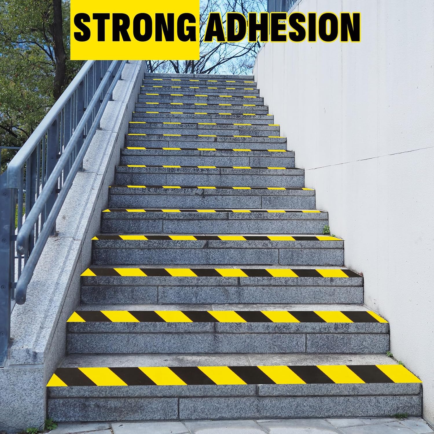 3 Roll Black & Yellow Caution Tape, 2'' x 600 FT Total Length Safety Tape, Black & Yellow Floor Marking Tapes, High Adhesive Hazard Tapes for Floors, Walls, Staircase, Pipes, Equipment, Dangerous Area