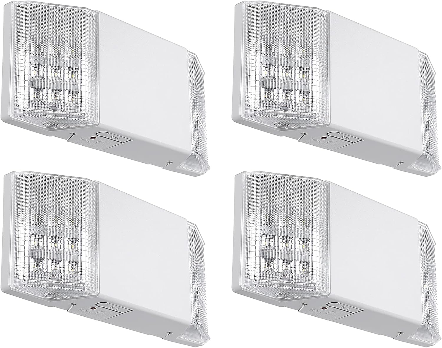 TORCHSTAR LED Emergency Lighting, Commercial Emergency Lights with Battery Backup, UL Listed, Two Square Heads, AC 120/277V, Hardwired Emergency Exit Light Fixtures for Business, Pack of 4