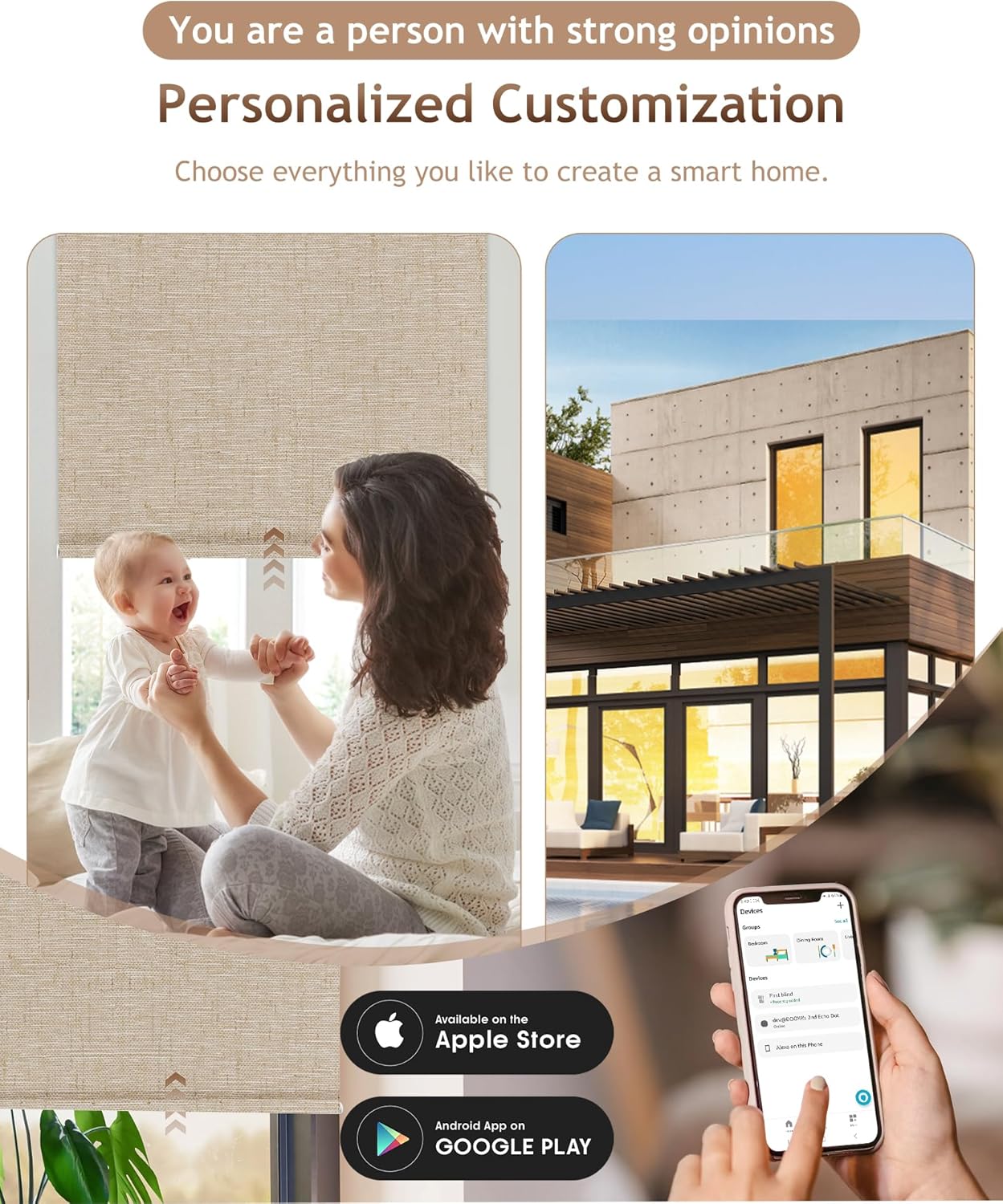 Kincmo Motorized Blinds with Remote,100% Blackout Motorized Roller Shades Work with Apple Homekit,Alexa,Google, Custom Electric Blinds with App,Voice Control (Linen Caramel)