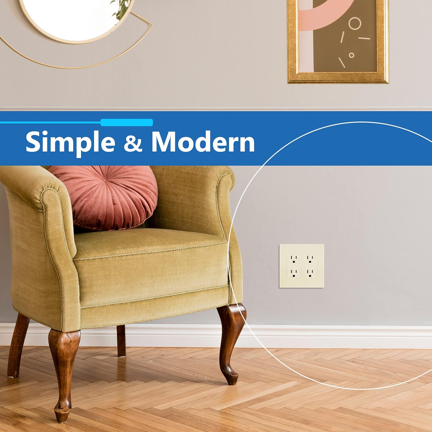LIDER Matte Finish Double Decorator Switch Cover, Screwless Wall Plate, Mid-Size 2-Gang 4.88" x 4.92", Unbreakable Polycarbonate Thermoplastic, UL Listed, LSWP-32M-LA10P, Light Almond, 10 pack