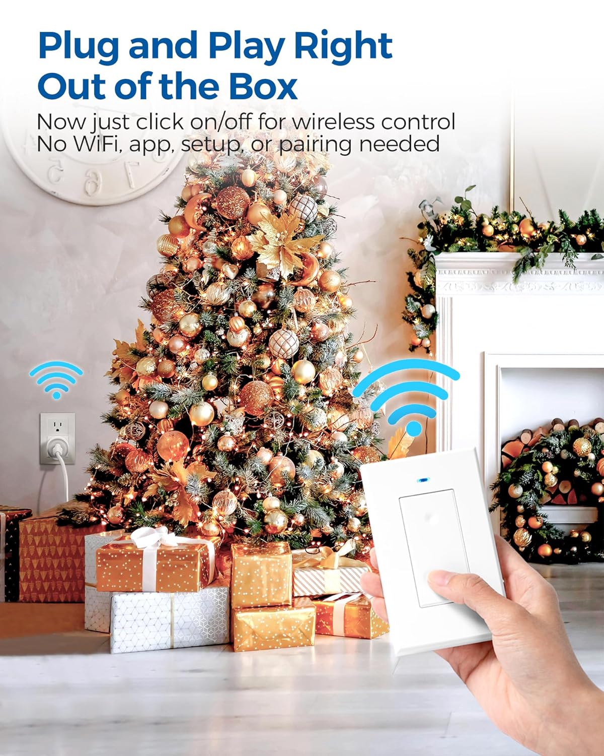 Remote Control Outlet Plug, WILAWELS Wireless Light Switch, On Off Remote Switch Outlet for Lights, Lamps, Home Appliance, 100ft RF Range, No Wiring, FCC Listed (2 Remotes + 1 Outlet) W05RC2106
