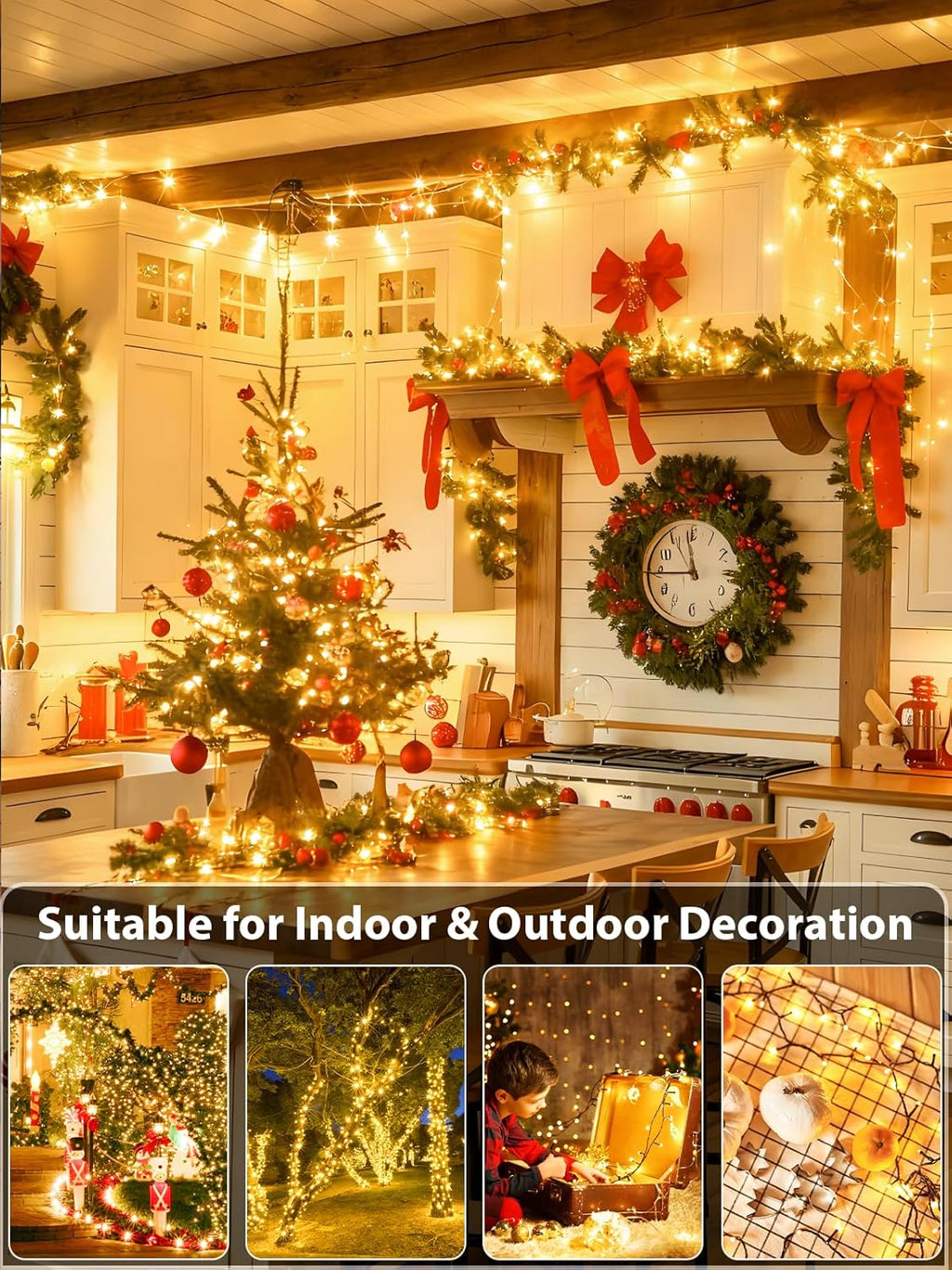 Super-Long 165FT 500 LED Christmas Tree Decor String Lights Indoor Outdoor, 8 Modes & Timer & Memory Function, Waterproof Fairy Lights- for Xmas Tree, Holiday Party, Garden Decorations (Warm White)