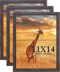 11x14 Picture Frame Set of 3,Wooden Frame 14x11 Wall Gallery Poster Photo frame walnut with Durable Shatter Resistant Plexiglass for Wall Mounting Family -friend- wedding best gift