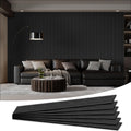 Wood Salt Acoustic Wall Panels, 6 Piece 94" x 7.9" x 0.8" Soundproof Wooden Wall Panels, 3D Fluted Sound Absorbing Panel, Dark Gray