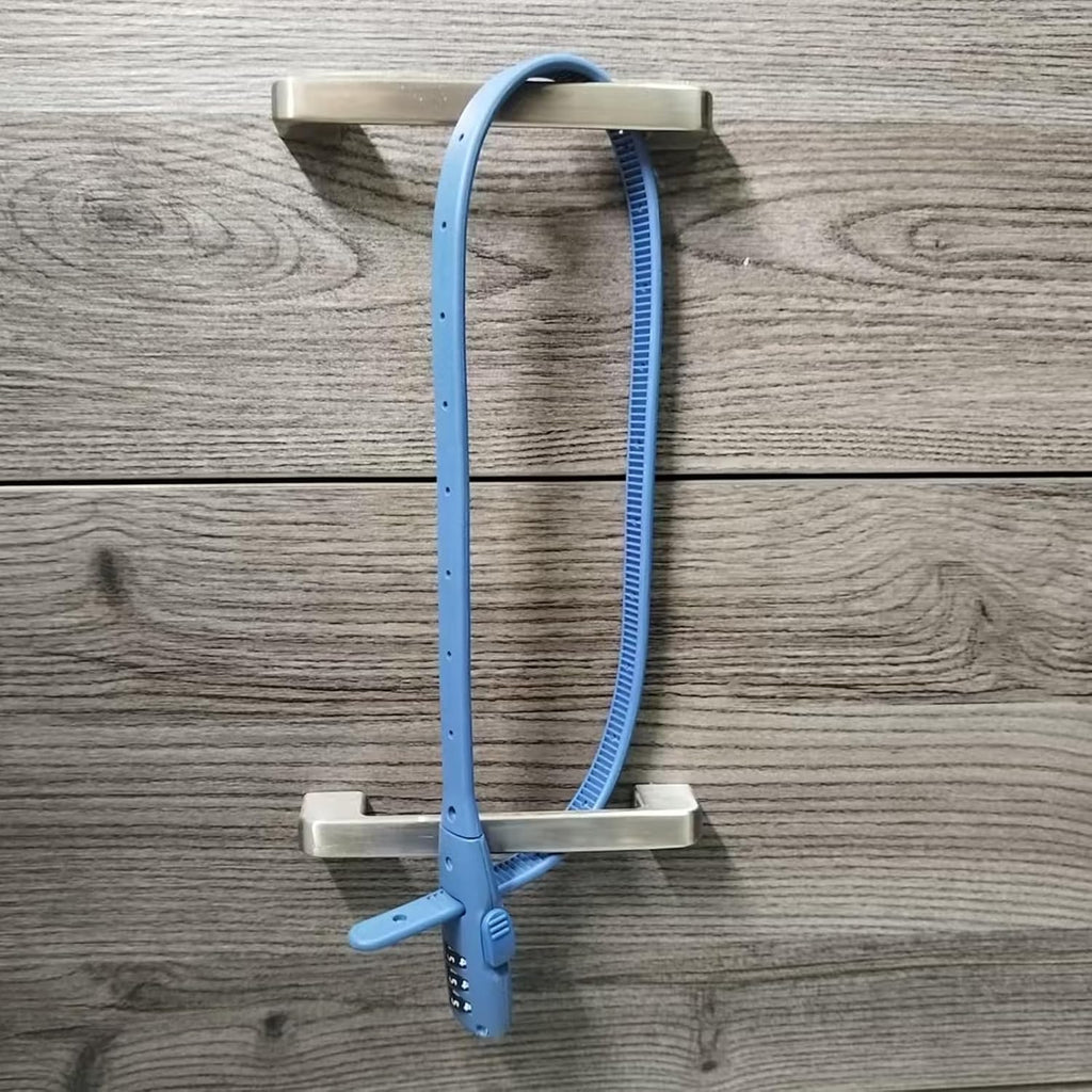 Adjustable Babyproof Lock, Easy Install on Cabinets, French Fridges, French Door, Baby Carriages, Kids Bikes, Helmet, Gates, Suit for Child & Adults, Versatile Safety Solution (3 Pack Blue)