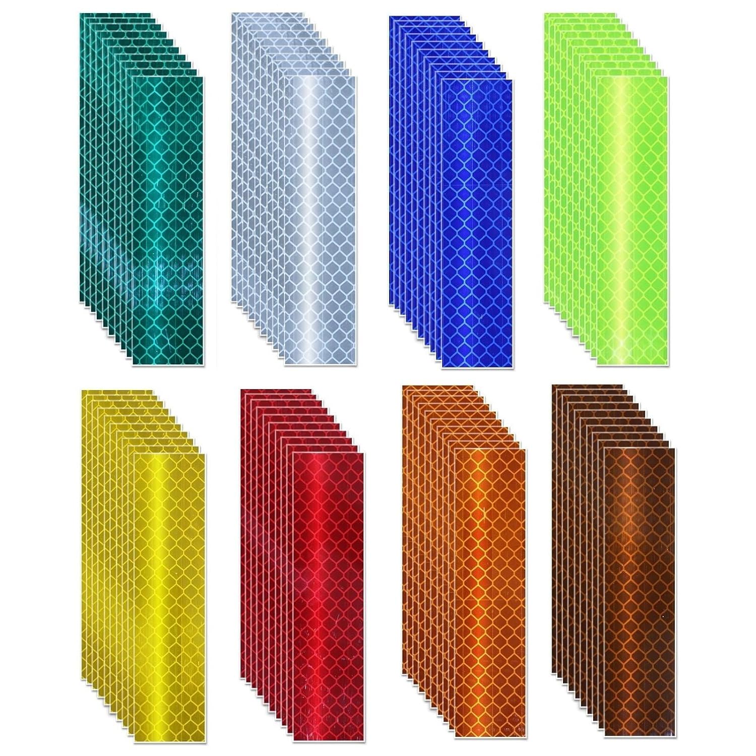 Non Fading Reflective Stickers 1 inch X 4 inch, Outdoor Waterproof High Visibility Warning Safety Adhesive Reflector Tape (80 Pcs)