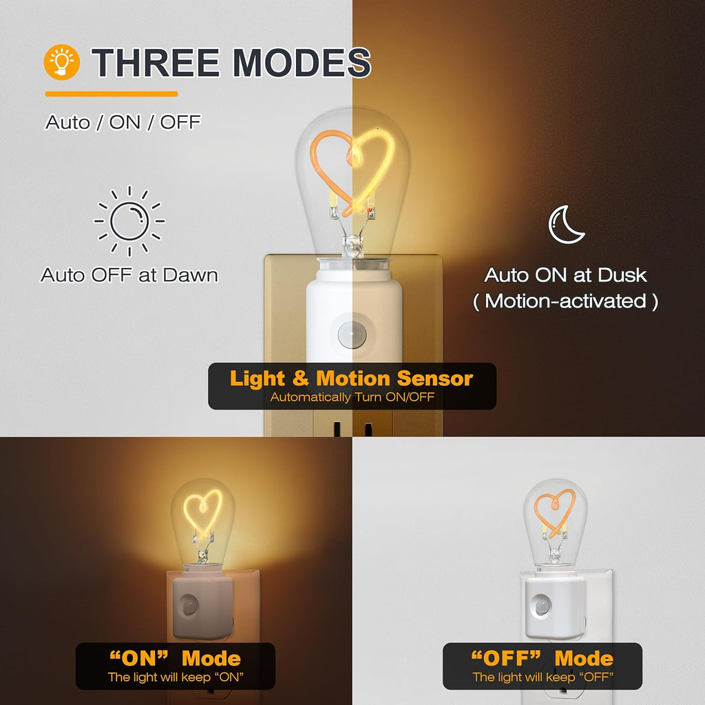 LED Night Light with Motion Sensor, Night Lights Plug into Wall, Dimmable Light Sensor, Home Decor for Kids Gifts, Halloween, Christmas, Holiday, Hallway Bedroom Kids Room, 1-Pack