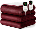 Homemate Electric Heated Blanket Queen Size - 84"x90" Heating Blanket Queen Size Dual Control 1/2/4/6/8 Hours Auto-Off 10 Heat Level Over-Heat Protection Flannel Sherpa ETL Certification