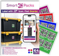 SmartPacks Colored QR Stickers - Premium Smart Labels for Storage Bins with AI-Powered App | Advanced Pack and Track Labels with QR Code for Inventory, Storage, Moving | 64 Stickers