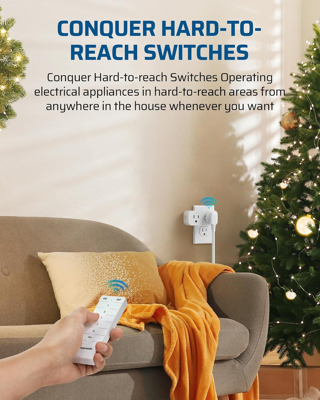 DEWENWILS Remote Control Outlet, Indoor Remote Outlet 2 Pack with 4 Independent Control & 1 All Control, Remote Outlet Switch for Lamp, Fan, Vacs, Christmas Light, 100FT Range, 15A/1875W
