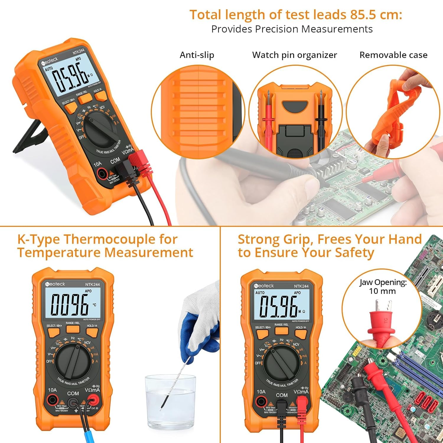 Neoteck 6000 Counts Digital Multimeter with NCV and TRMS Auto Range Multimeter for AC/DC Voltage&Current,Resistance,Capacitance,Frequency,Temperature,Duty Ratio,Continuity Voltmeter for Car Circuit