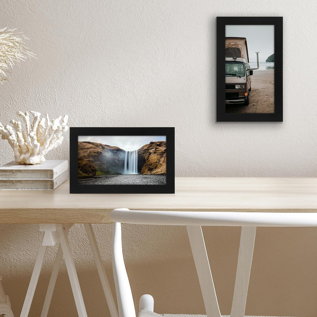 Americanflat 5x9 Picture Frame with Shatter-Resistant Glass - Signature Collection - Gallery-Style Frames Made of Engineered Wood - Photo Frame for Tabletop and Wall Display - Black