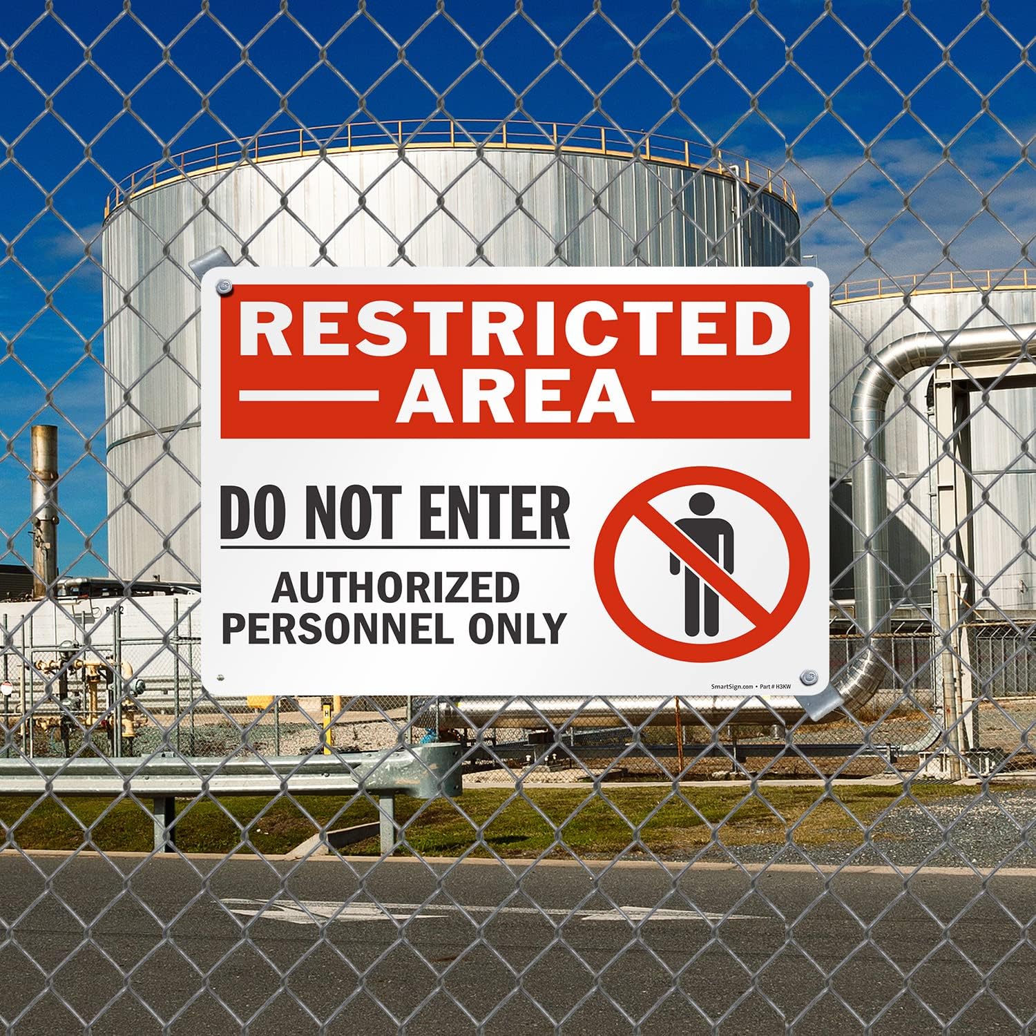 SmartSign 18 x 24 inch “Restricted Area - Do Not Enter, Authorized Personnel Only” Metal Sign with Symbol, 80 mil Laminated Rustproof Aluminum, Red, White and Black, Made in USA
