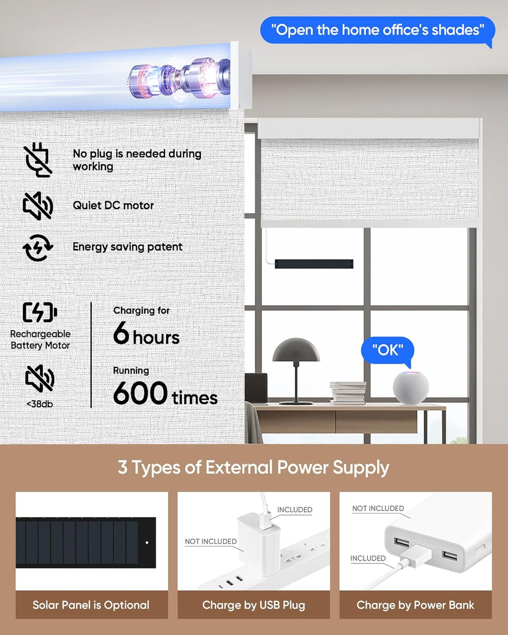 Kincmo Motorized Blinds with Remote,100% Blackout Motorized Roller Shades Work with Apple Homekit,Alexa,Google, Custom Electric Blinds with App,Voice Control (Aqua Waves White)