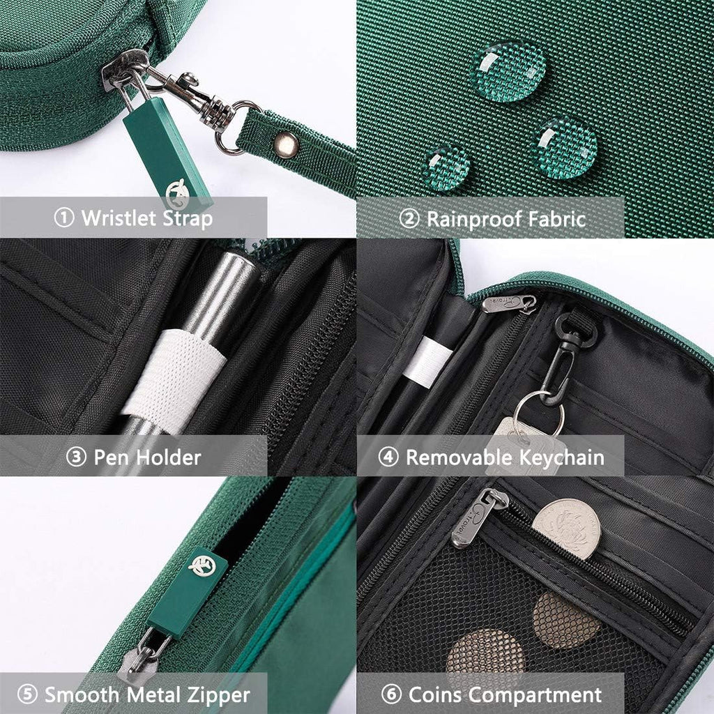 VanFn RFID Travel Passport Wallet, Family Passport Holder, Trip Document Organizer P.Travel Series (Nylon - Green)