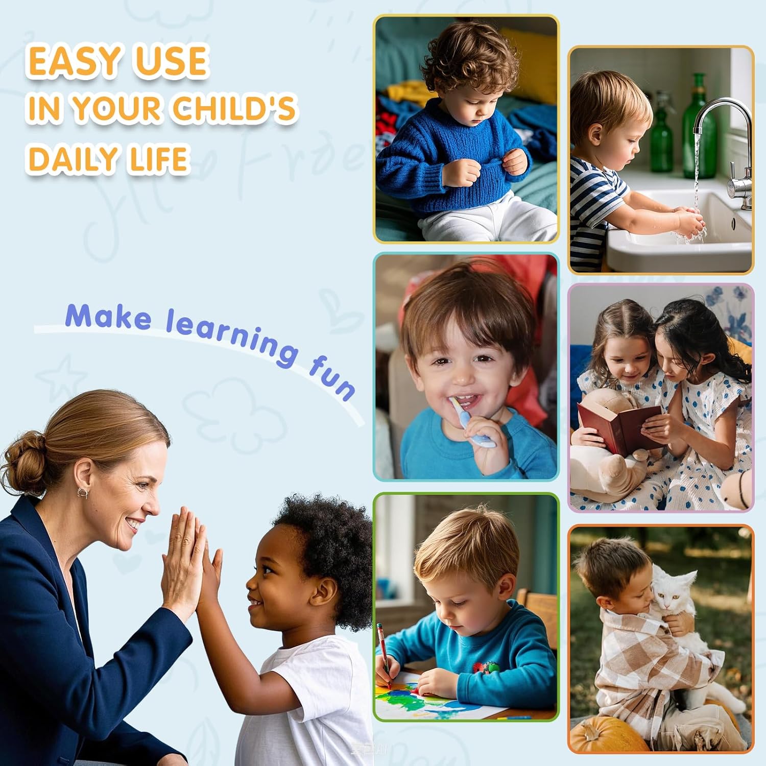 Large Visual Schedule for Kids with Autism Chore Chart for Kids Daily Routine Chart Autism Learning Materials Toddler Planning Board Visual Schedule for Classroom, Home with 124 Cards (Blue)