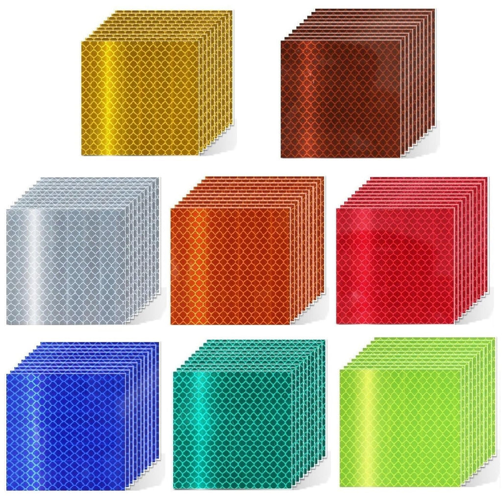Non Fading Reflective Stickers 3 inch X 3 inch, Outdoor Waterproof High Visibility Warning Safety Adhesive Reflector Tape (80 Pcs)