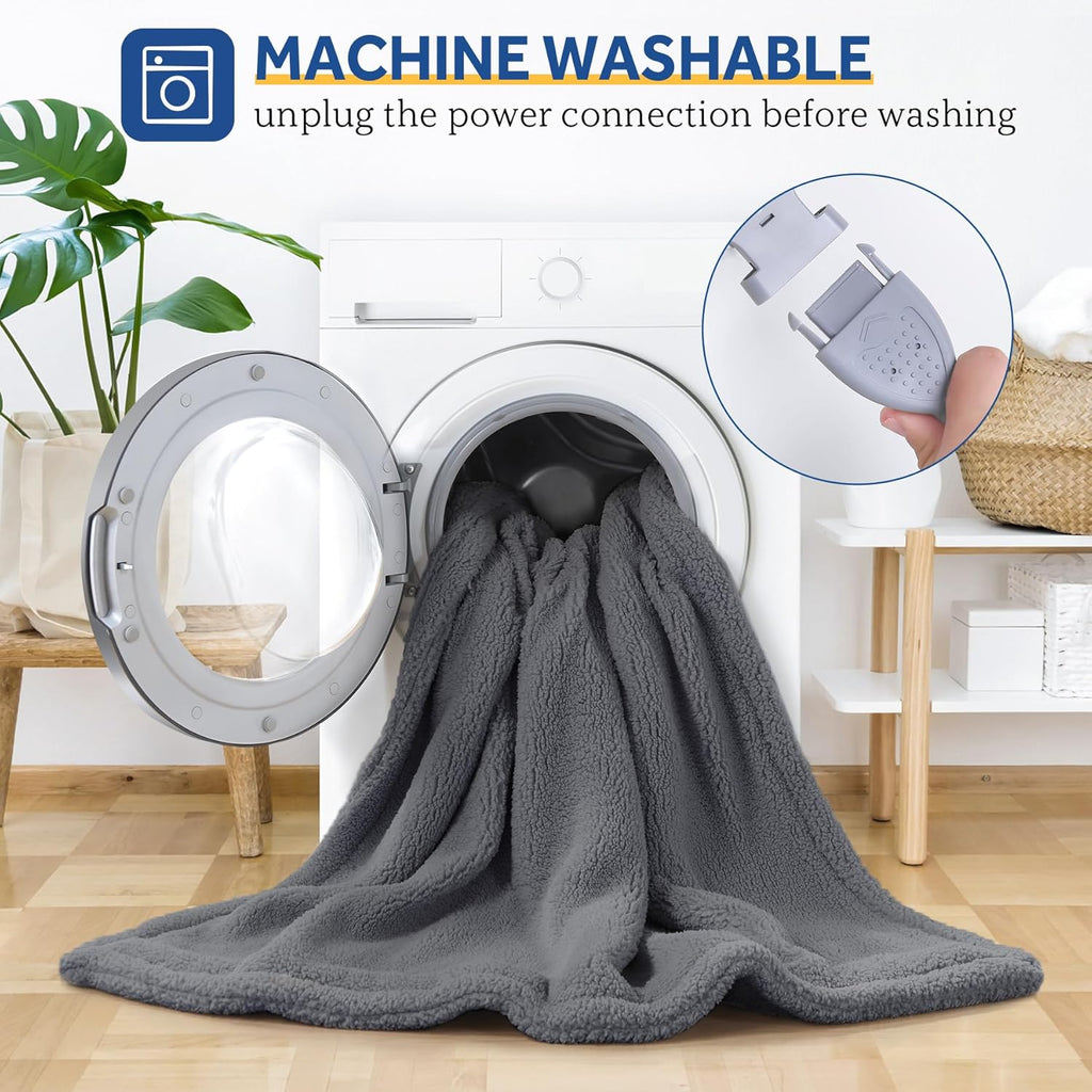 Sealy Electric Blanket Queen Size, Dual Control Soft Sherpa Heated Blanket with 10 Heating Levels & 1 to 12 Hours Auto-Off Settings Over-Heated Protection 84"x90" Machine Washable, Dark Grey