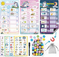JJPRO Magnetic Bedtime/Morning/Daily Reward Routine Chart for Kids with Reward Jar-Bedtime Routine Chart,Reward Jar for Kids,Daily Checklist Reward Chart for Toddlers,Visual Schedule Board -Unicorn
