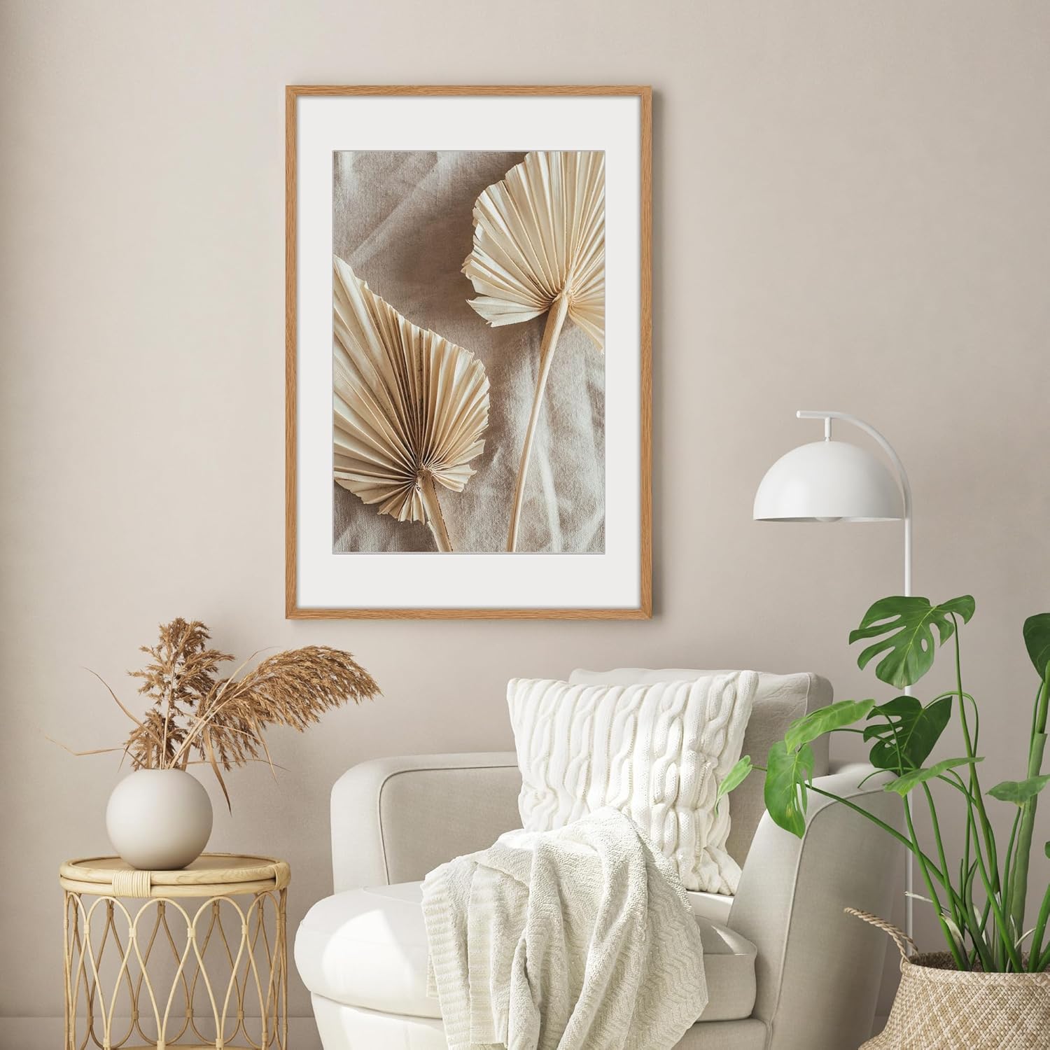 20x30 Picture Frame, Rustic Wood 20 x 30 Poster Frames for Wall, Oak Wood Picture Frames 20 by 30 with Real Glass, 20x30 Frame Matted for 16x24, Large Wooden Photo Frame 20x30 Inch, Oak Color, 1 Pack