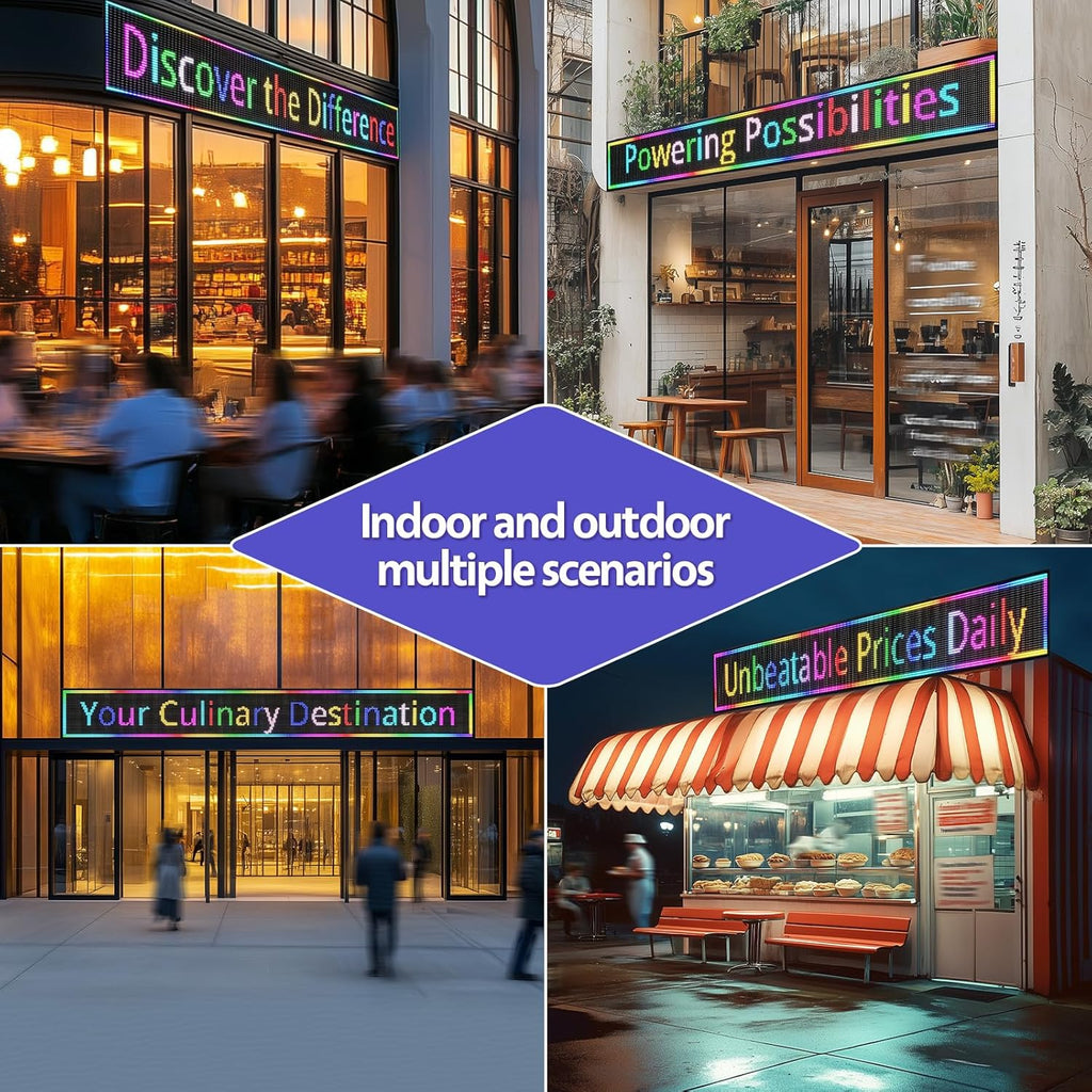 Outdoor Digital Scrolling Programmable Led Sign customizable Waterproof Business USB Wifi Control Display Pantalla Publicidad Word Bright Open Message Board Text (115"X14")