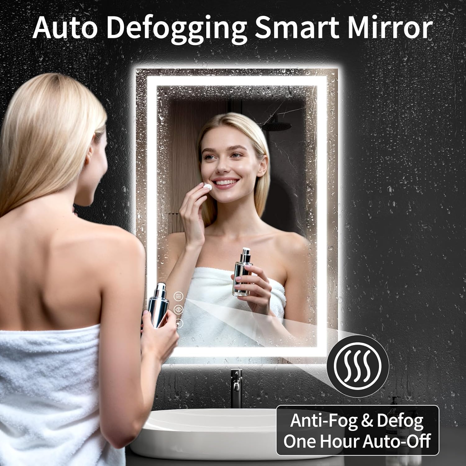 26"x38" LED Bathroom Mirror with Lights, Dimmable, Anti-Fog, Lighted Bathroom Vanity Mirror for Wall, Backlit + Front Lit, Memory Function, Shatter-Proof, Tempered Glass