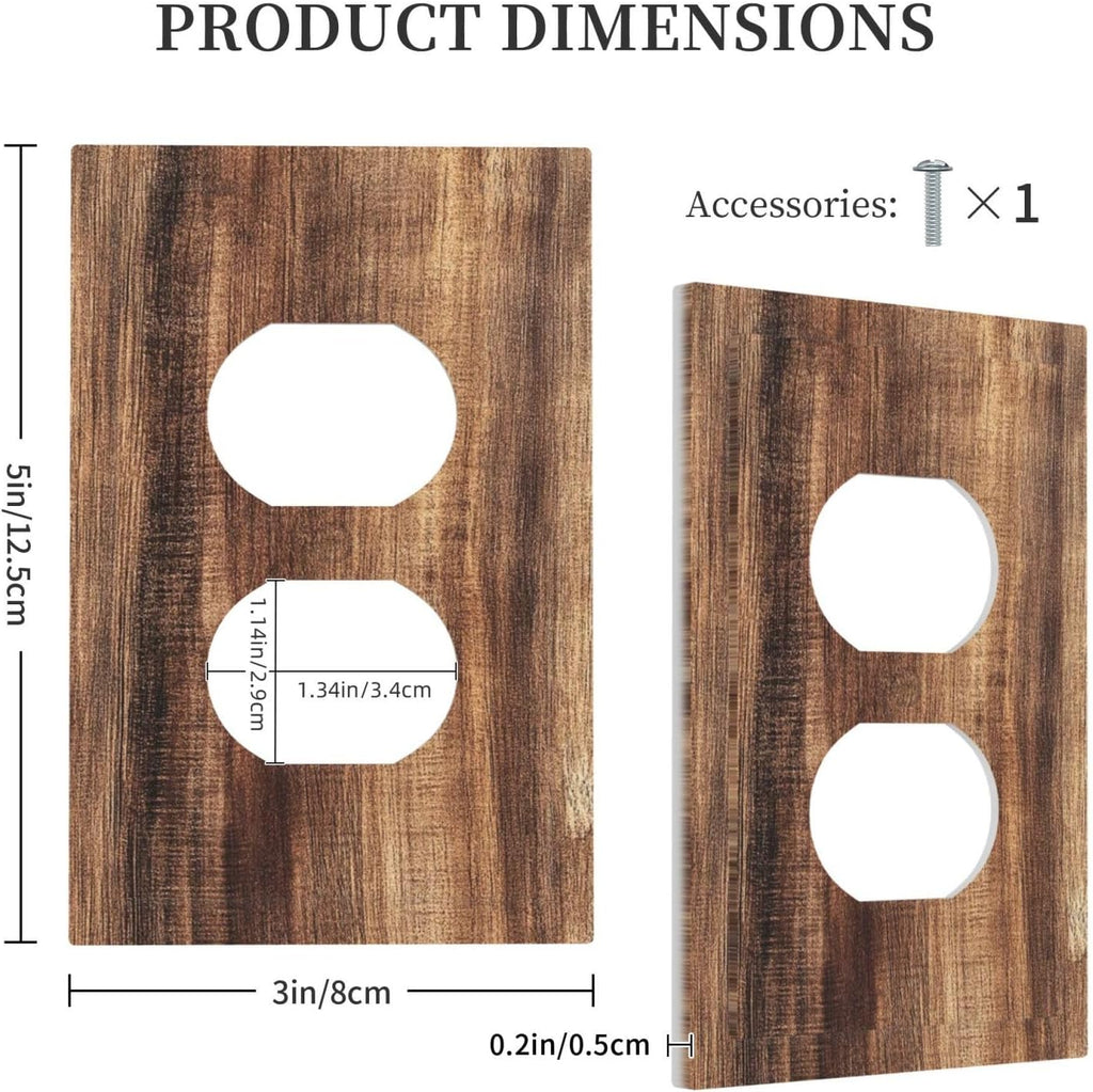 Outlet Covers Vintage Rustic Brown Wood Grain 1 Gang Duplex Wall Plate Decorative Switch Plates Electrical Receptacle Faceplate Light Switch Cover for Bedroom Farmhouse Decor