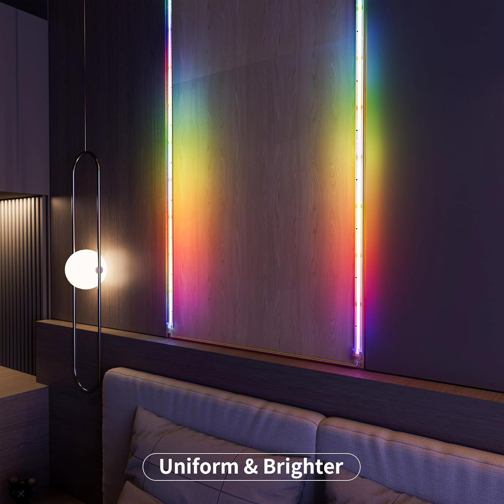 MIWISE RGB Smart IC COB LED Strip Light,20ft Color Chasing Flexible DC24V LED Tape Light,WS2811 Addressable RGB Ribbon,for Party/Home/Office DIY Lighting Projects(Power Supply&Controller NOT Included)