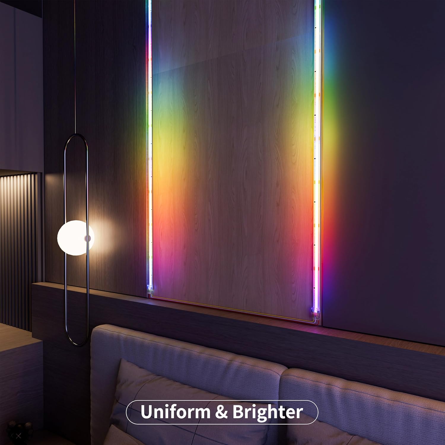 MIWISE RGB Smart IC COB LED Strip Light,20ft Color Chasing Flexible DC24V LED Tape Light,WS2811 Addressable RGB Ribbon,for Party/Home/Office DIY Lighting Projects(Power Supply&Controller NOT Included)