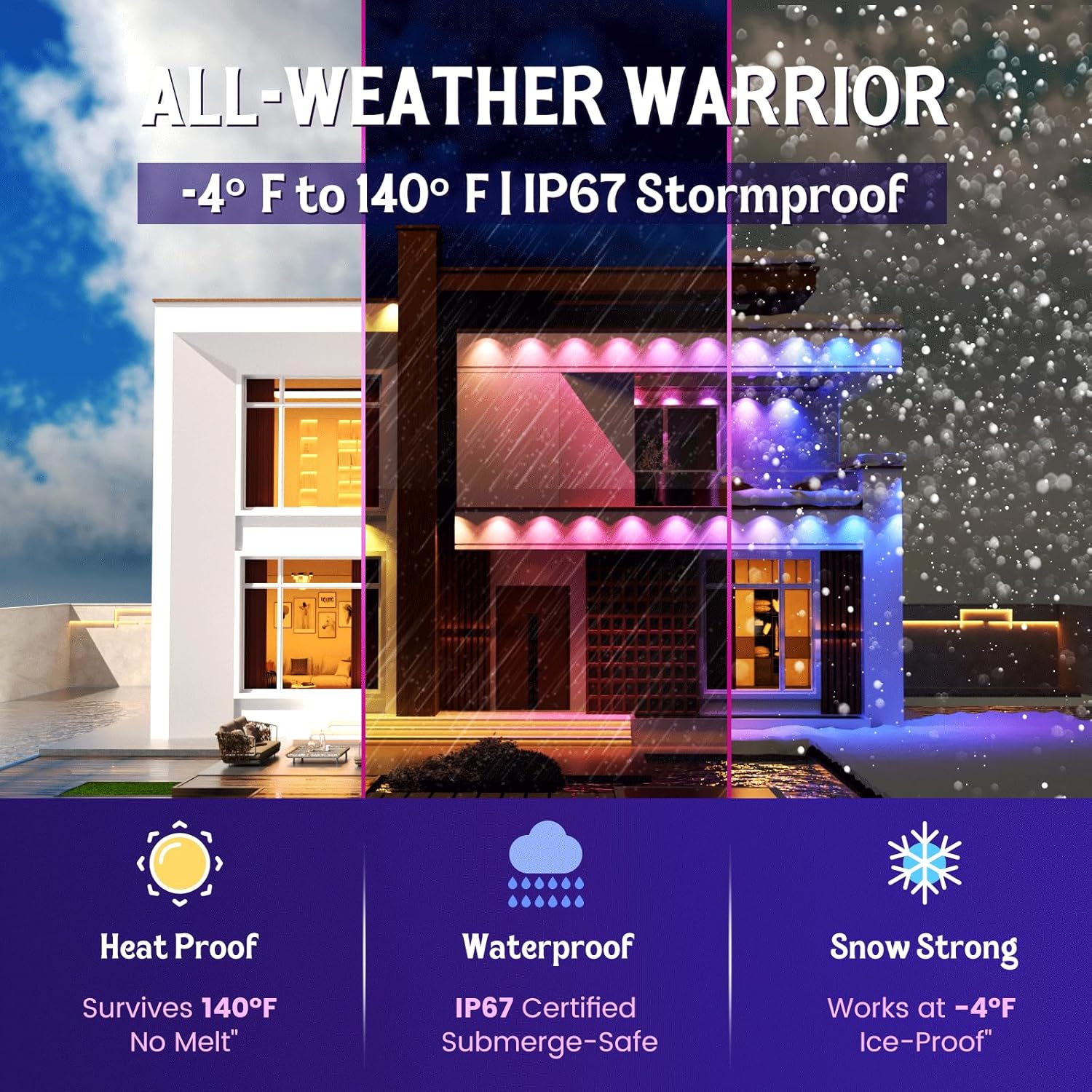 Fitop Permanent Outdoor Lights, 200FT RGB Smart LED Eaves Lights for House, Extendable Waterproof Outdoor Lights Strip, Music Sync, APP/Voice/Remote Control, Compatible with Alexa/Google