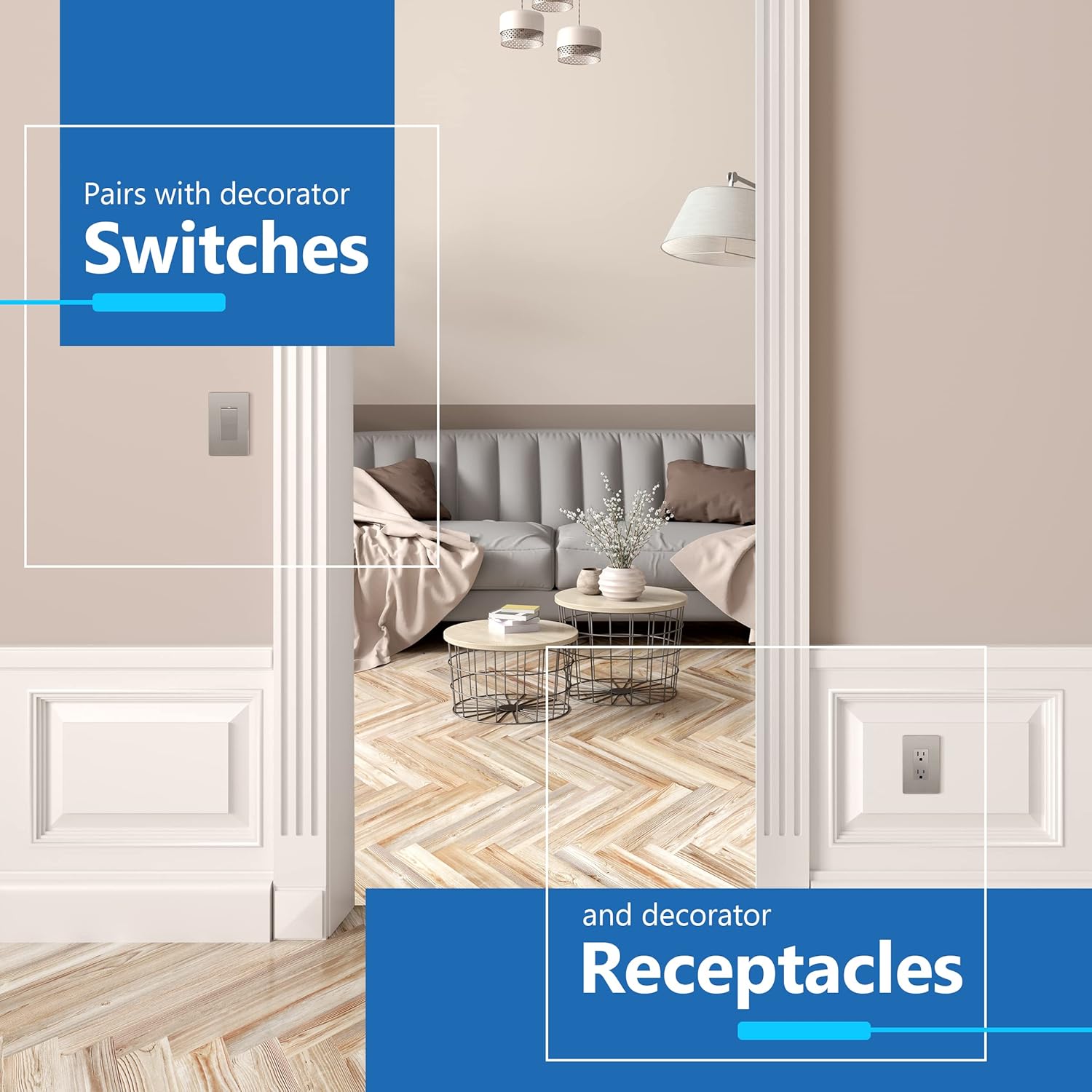 LIDER Matte Finish Decorator Switch Cover, Screwless Wall Plate, Mid-Size 1-Gang 4.88" x 3.11", Unbreakable Polycarbonate Thermoplastic, UL Listed, LSWP-31M-NK, Nickel