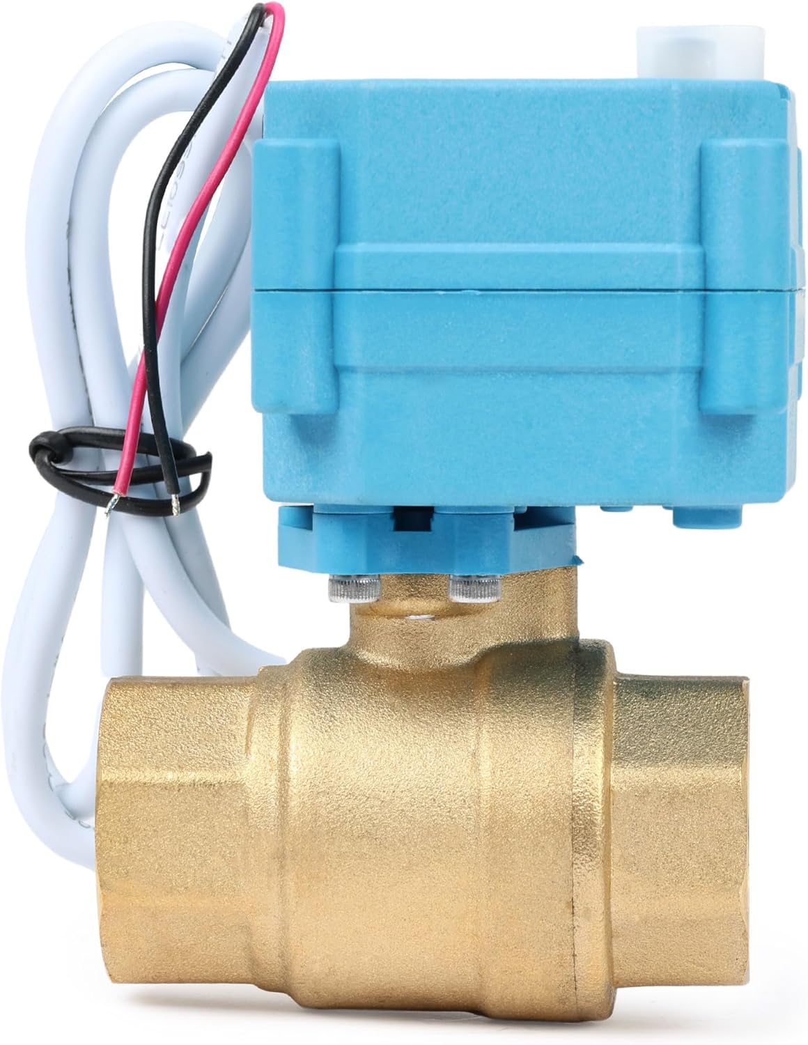 U.S. Solid Motorized Ball Valve - IP67 3/4inch Brass Ball Valve 110-230V with Waterproof Cover, Full Port, 2 Wire Auto Return, Normally Closed