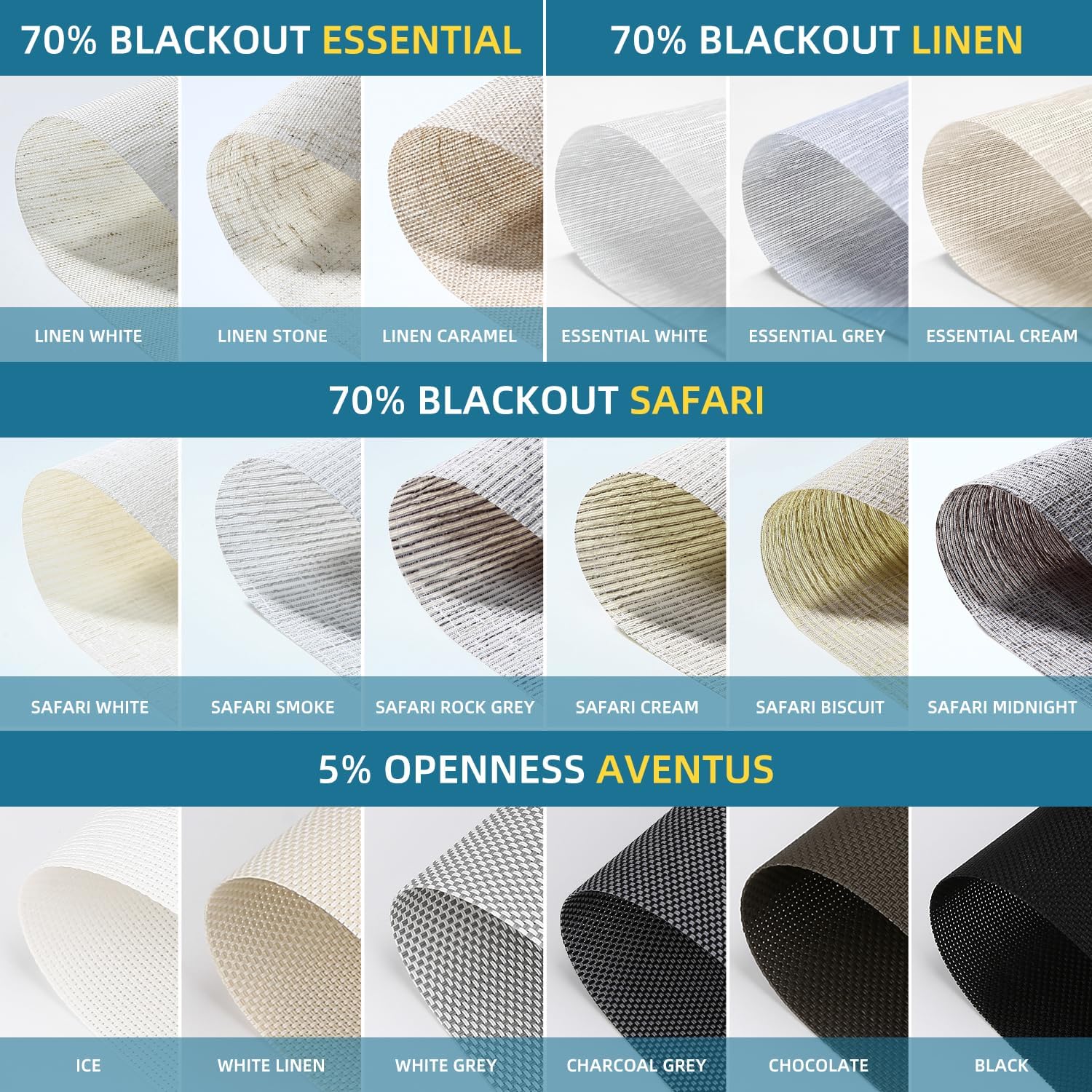 SmartWings Motorized Light Filtering Shades Fabric Sample (30 Colors), 50%/60%/70% Blackout, Custom Size, Rechargeable Battery, Works with Matter/Apple HomeKit, Alexa, Thread/Zigbee, Remote Optional