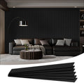 Wood Salt Acoustic Wall Panels, 6 Piece 94" x 7.9" x 0.8" Soundproof Wooden Wall Panels, 3D Fluted Sound Absorbing Panel, Matte Black