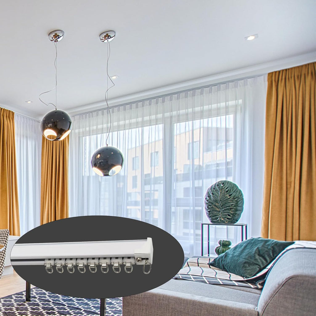 Curtain Track for Ceiling or Wall, Heavy Duty Aluminum Alloy with Smooth Sliding, Easy to Install, White, 3ft To 15ft