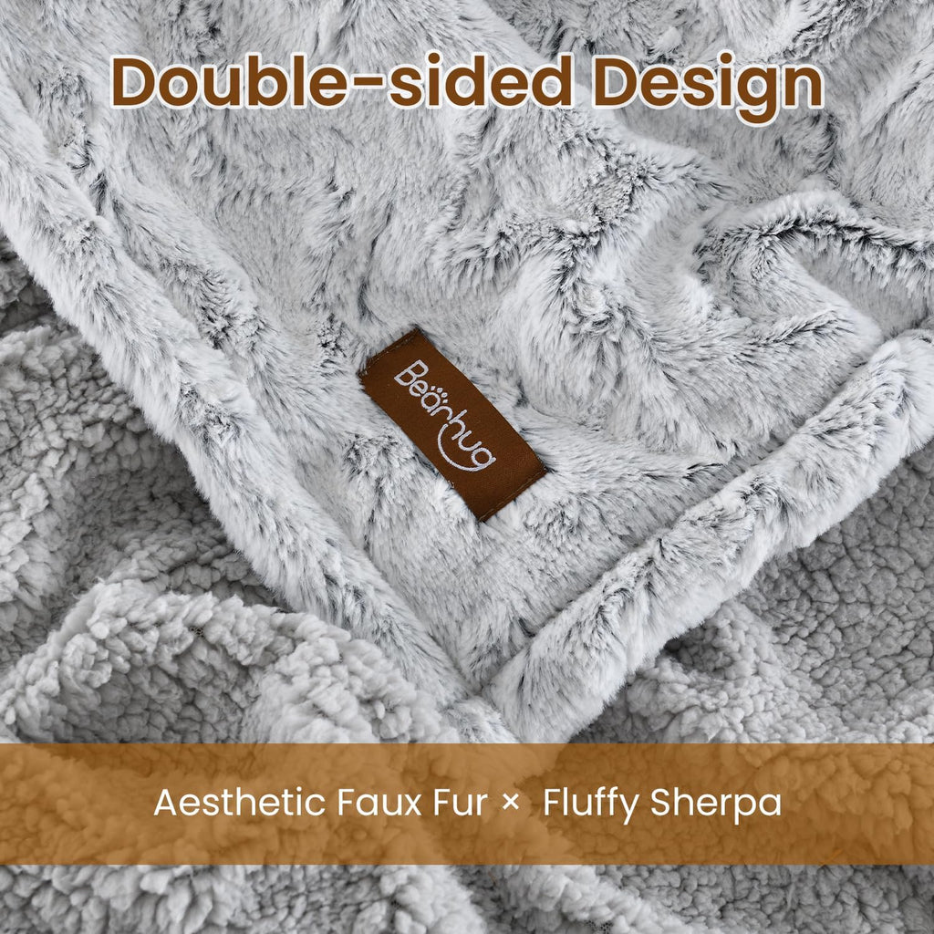 Bearhug Electric Blanket Full Size 77" x 84", 10 Heat Settings Heated Blanket, 1-12 Hour Auto Shut-Off, Faux Fur & Sherpa Dual-Sided Heating Blanket, Machine Washable, Gift-Ready Elegant Packaging