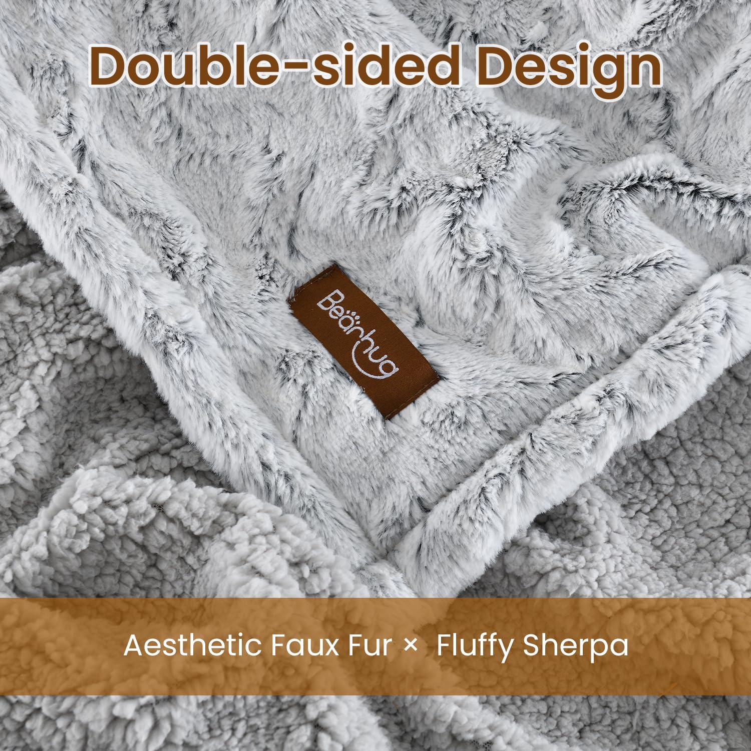 Bearhug Electric Blanket Full Size 77" x 84", 10 Heat Settings Heated Blanket, 1-12 Hour Auto Shut-Off, Faux Fur & Sherpa Dual-Sided Heating Blanket, Machine Washable, Gift-Ready Elegant Packaging