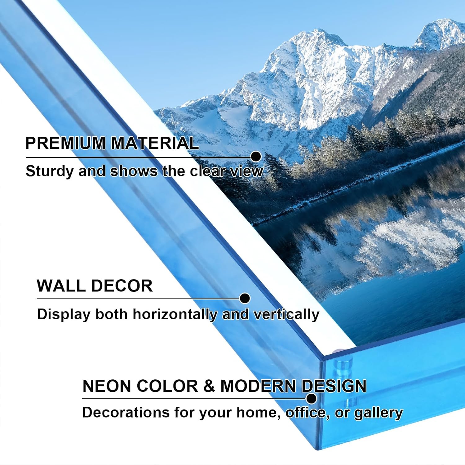 8x10 Picture Frame, Stunning Color Acrylic Photo Frames, Wall & Tabletop Display Frames, Modern Floating Style for Home Office Decoration, Blue (1 Pack)