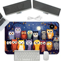 Heated Mouse Pad with 3 Temperature Settings(104°F–122°F),Large 24x14.2 Inch PU Leather Heated Desk Mat,Waterproof Warming Pad for Office,Gaming & Cold Hands Relief,Colorful Night Owls