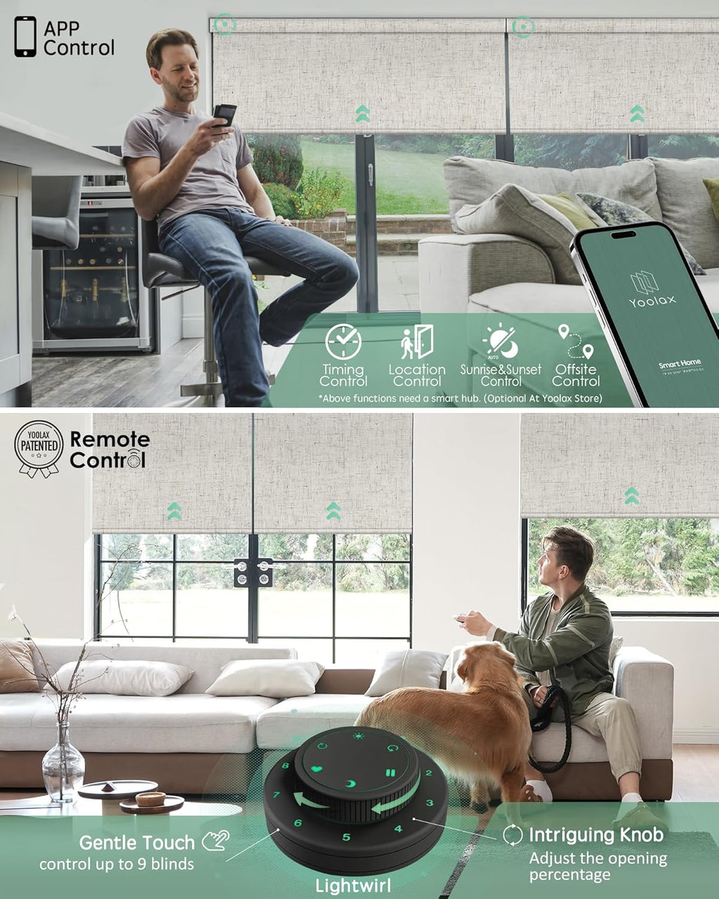 Yoolax Motorized Blinds with Remote, Smart Blinds for Windows Blackout Automatic Shades Work with Alexa Remote Control Roller Window Shades with Valance, Custom Size (Linen Beige)