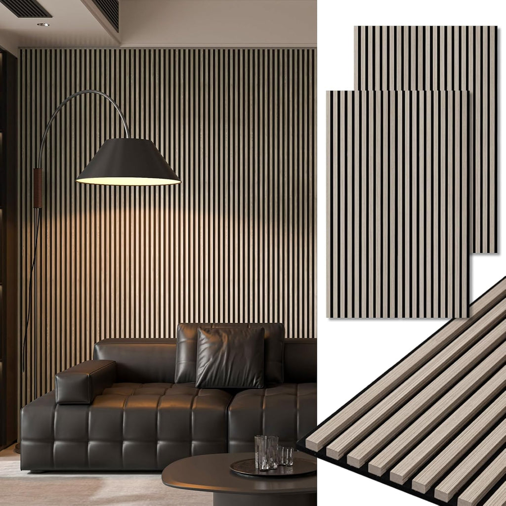 Art3d 2-Pack 48" x 24" Acoustic Wood Panels for Wall, Soundproof Wood Slat Panel for Wall and Ceiling, 3D Fluted Sound Absorbing Paneling for Interior Wall Decor, Living Room, Bedroom - Oak