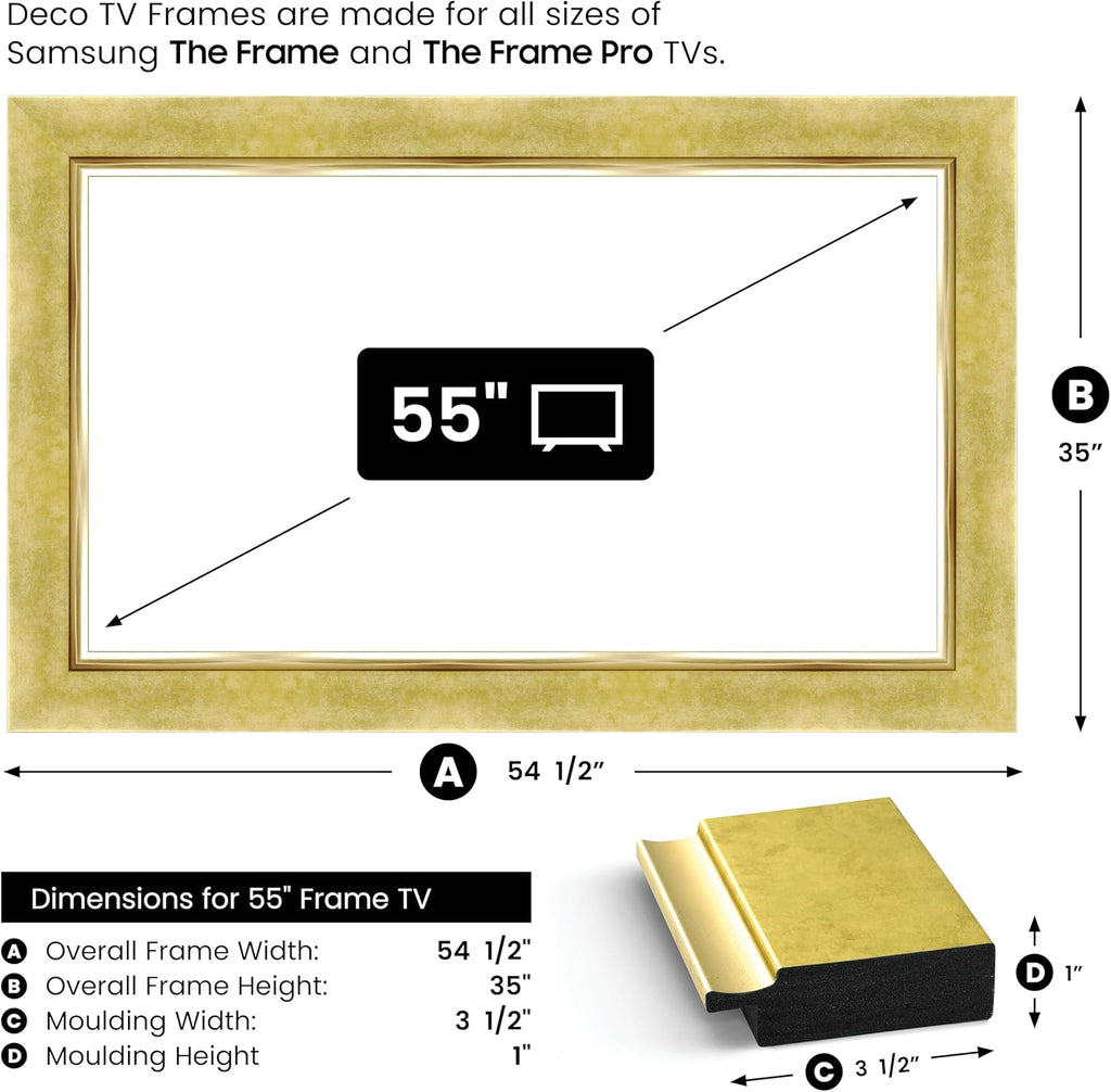 Contemporary Gold 55" Premiere Deco TV Frame - Compatible ONLY with Samsung The Frame TVs (Fits 2021-2025, LS03A, LS03B, LS03C, LS03D, LS03FA)