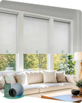 Yoolax Motorized Solar Shades, Flame Resistat Smart Blinds for Windows Motorized Roller Shades, Motorized Blinds Compatible with Alexa Custom Size (Solar-3% Openness White)