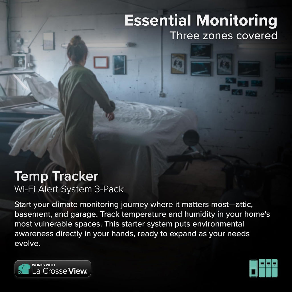 Temp Tracker Wi-Fi Alert System 3 Pack with The Bridge Gateway and 3 Indoor Outdoor Temperature and Humidity Sensors