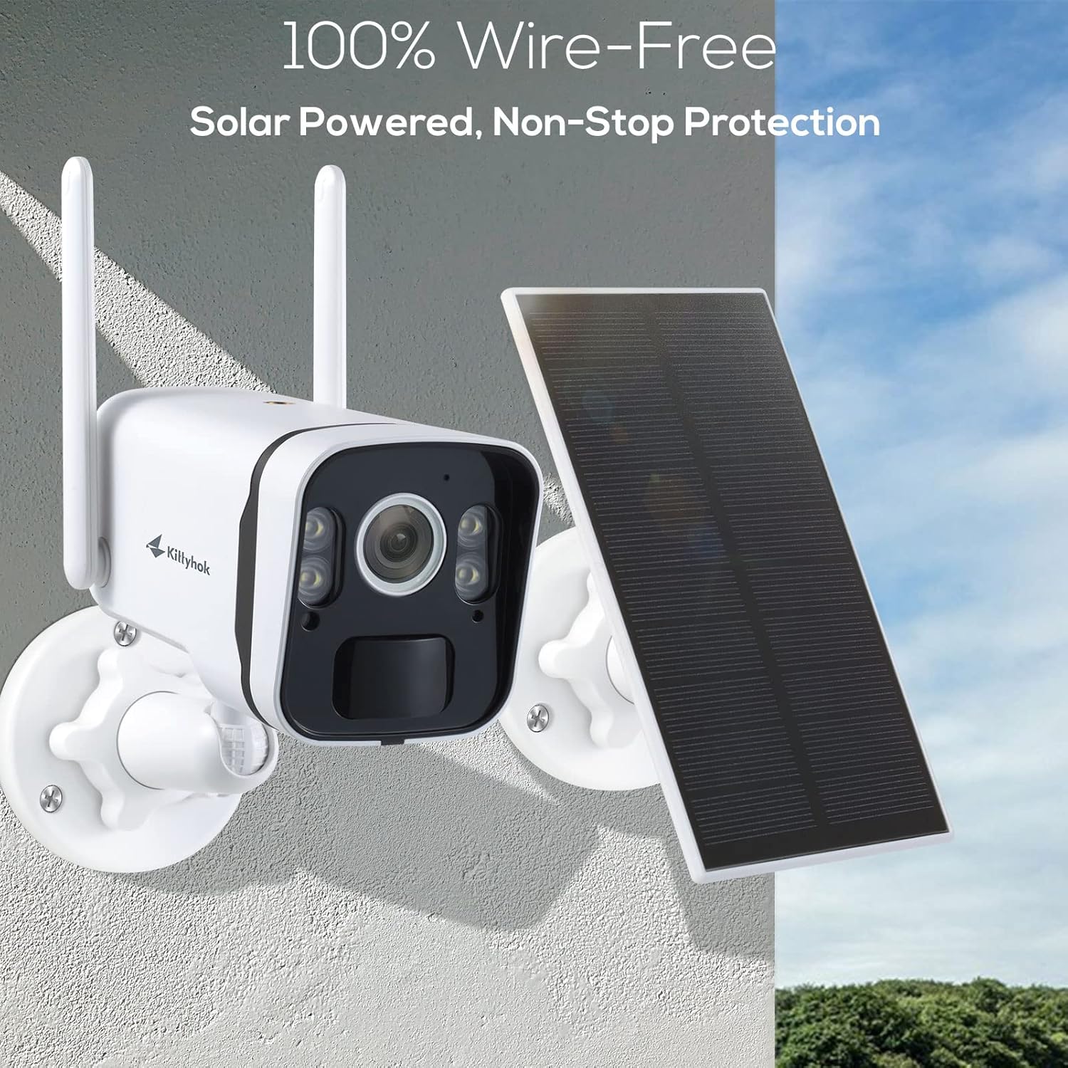Kittyhok 2K Solar Home Security Camera System, Smart Human Detection, Spotlight, Forever Power, 10CH NVR, 0 Monthly Fee, KBS4084 Bundle with Battery Powered PT Solar Camera BY4