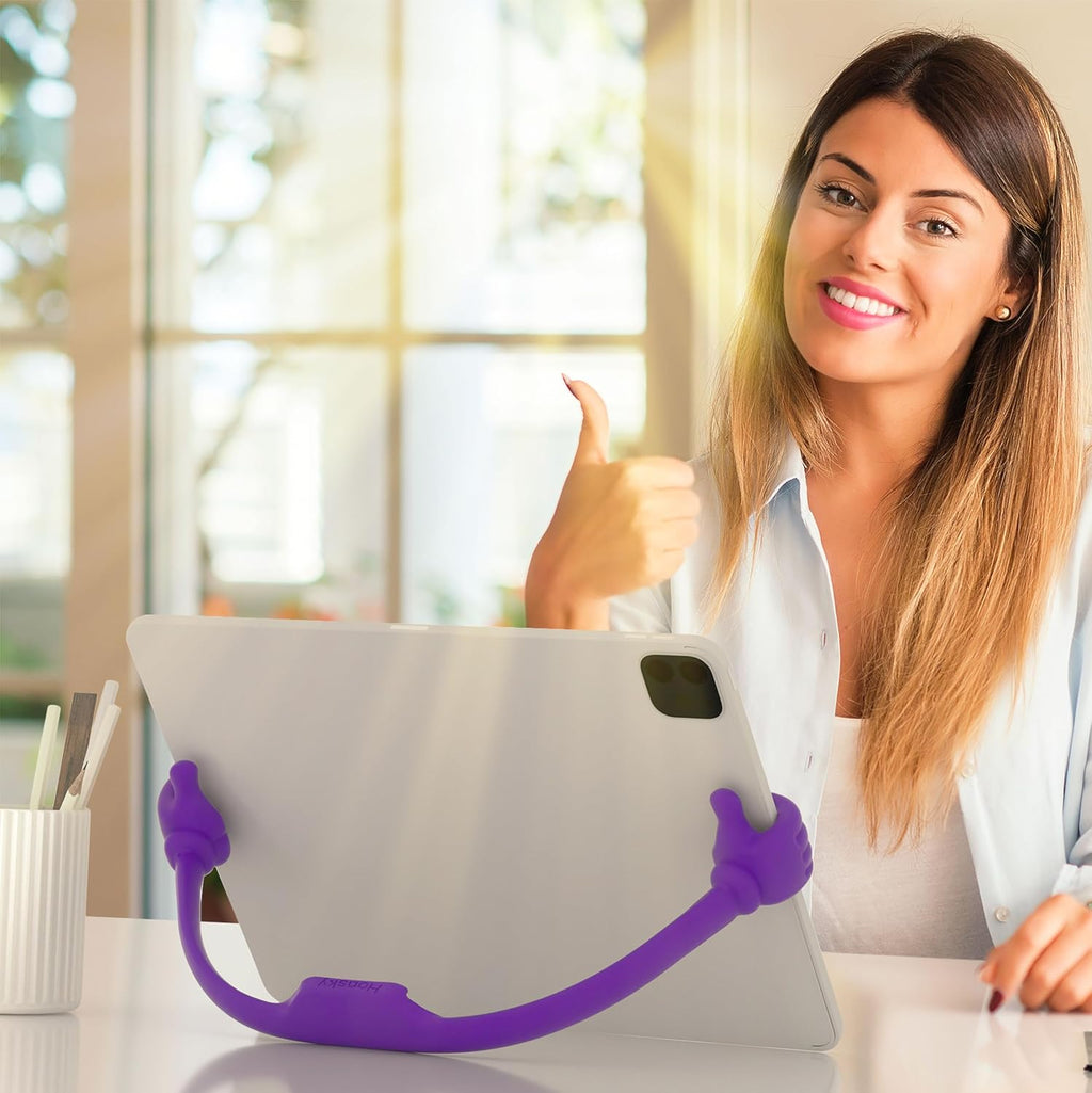 Honsky Adjustable Tablet Stand, Portable Phone Holder for Desk Bed - Multi-Angle Drawing Stand Compatible with All Tablets (2 Pack Purple)